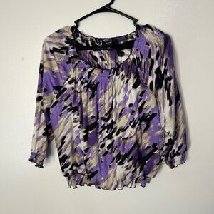 Alfani Purple Swoop Neck Blouse Size 10P